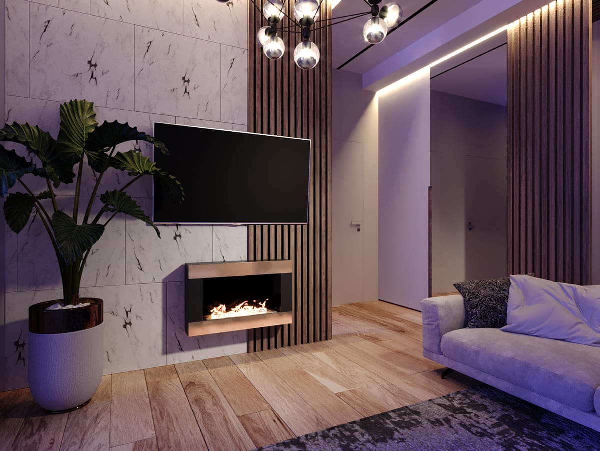 Биокамин "Русский огонь" Голд 800N настенный (высота 500мм.) с декоративным стеклом (стемалитом) по цене 28 100 руб.