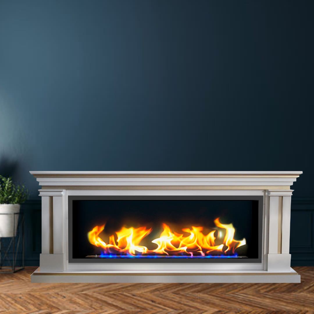 Биокамин в линейном портале "Русский огонь" Вермонт с защитным и декоративным стеклом по цене 111 450 руб.