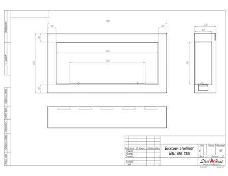 Биокамин SteelHeat WALL ONE 1100 черный, стемалит по цене 46 620 руб.